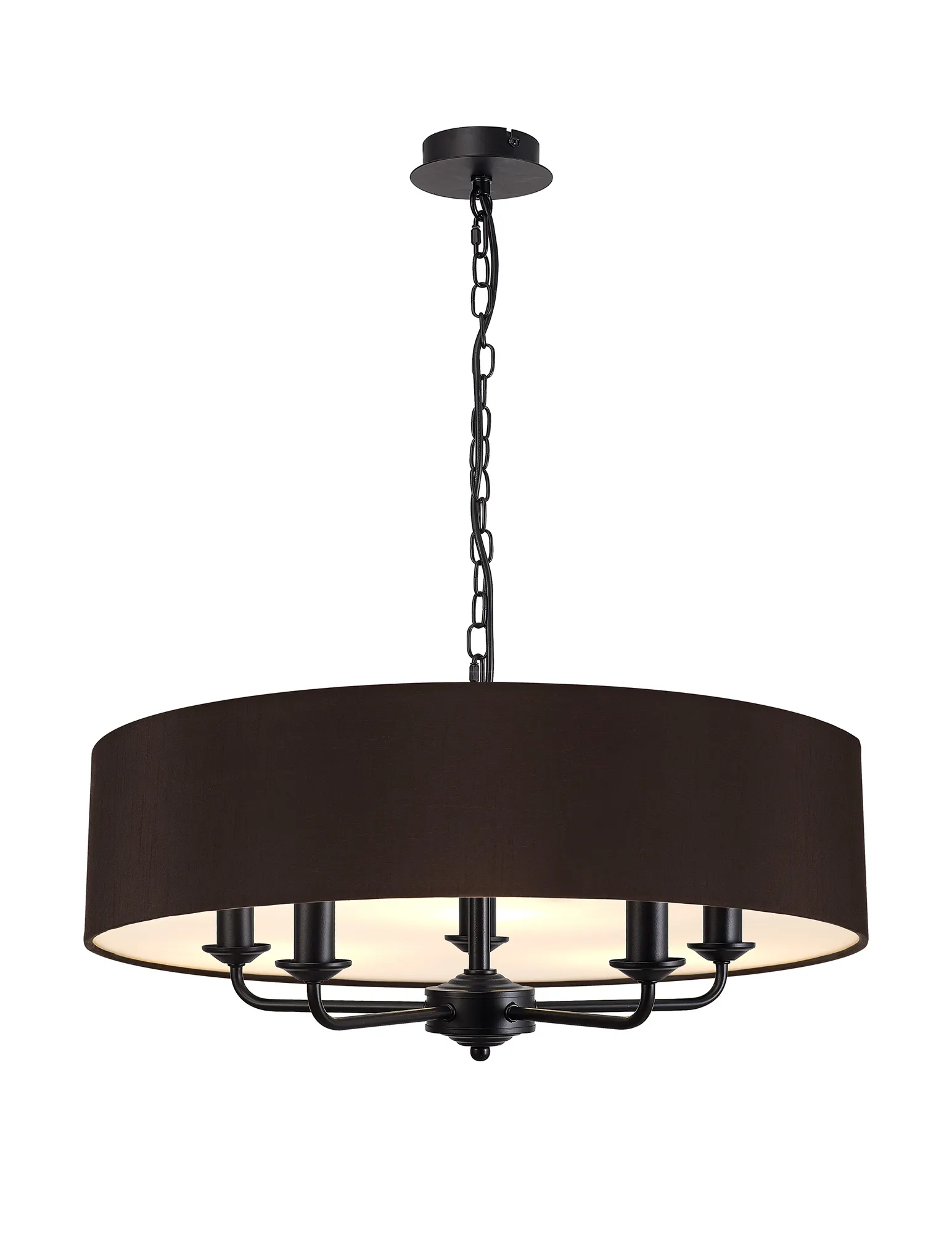 DK1014  Banyan 60cm 5 Light Pendant Matt Black; Black